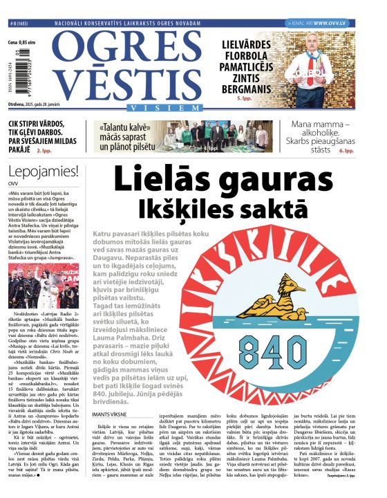 Laikraksta «Ogres Vēstis Visiem» 28. janvāra numurā