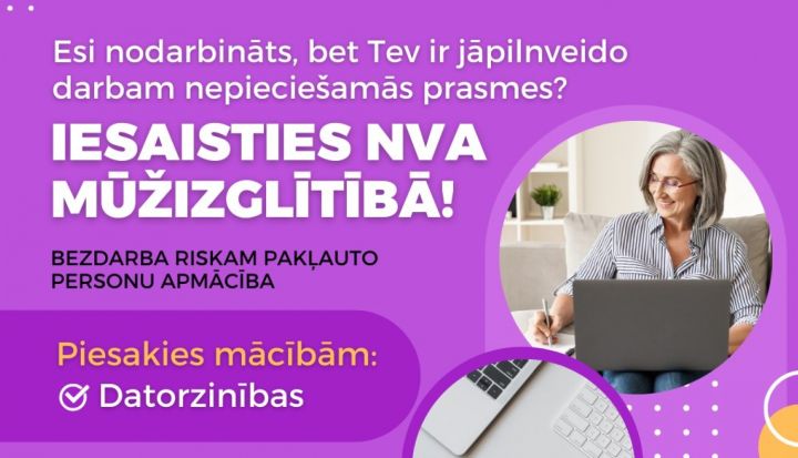 Atsākas nodarbināto pieteikšanās datorzinību programmu bezmaksas apguvei