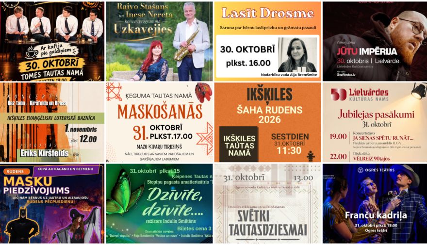 Svecīšu vakars, koncerti un maskošanās: nedēļas nogales pasākumu ceļvedis Ogrē un novadā