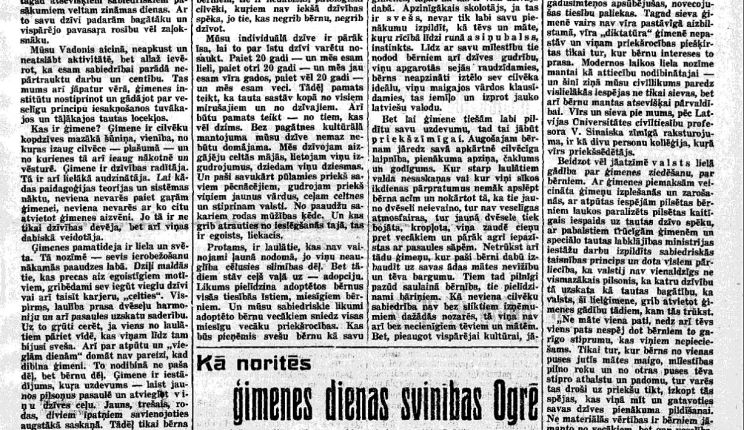 Attēls rakstam: No vēstures. Ogres Ziņas Nr. 7 (07.05.1938.)