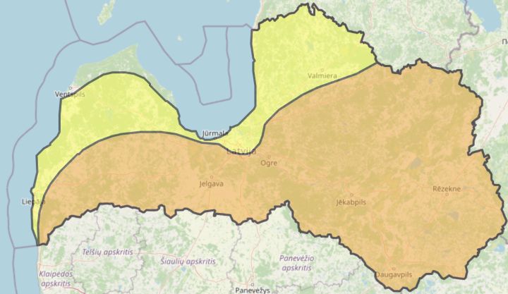 Brīdina par stipru salu svētdien vakarā un naktī uz pirmdienu; izplatīts oranžās pakāpes brīdinājums