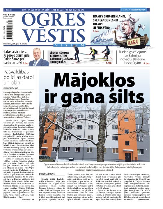 Laikraksta "Ogres Vēstis Visiem" 16. janvāra numurā