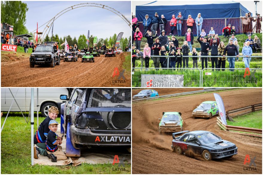 FOTO: Ogres novada autosportisti izcīna godalgotas vietas Latvijas autokrosa čempionātā Brenguļos