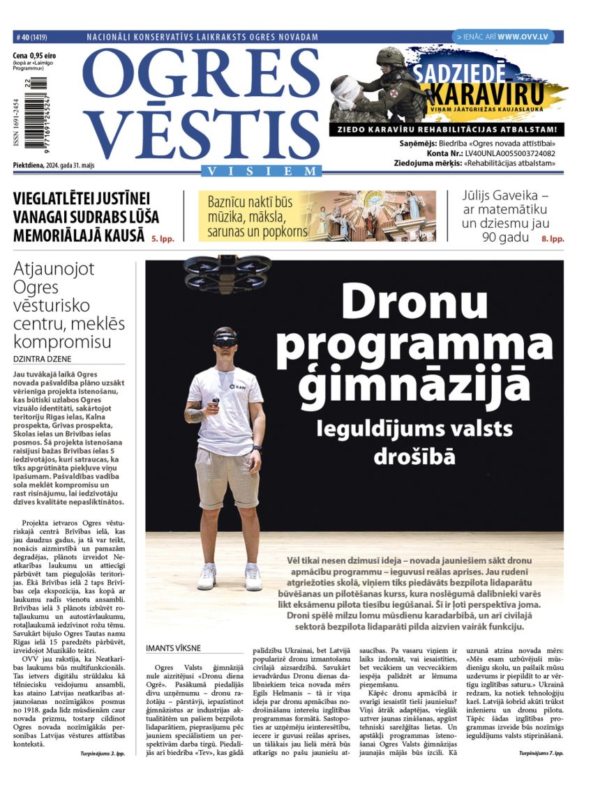 Laikraksta "Ogres Vēstis Visiem" 31. maija numurā