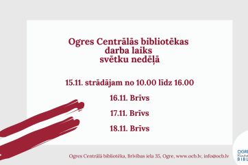 Attēls rakstam: Ogres Centrālās bibliotēkai mainīts darba laiks svētkos