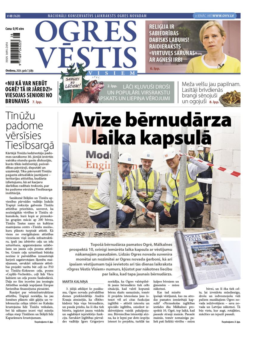 Laikraksta «Ogres Vēstis Visiem» 7. jūlija numurā