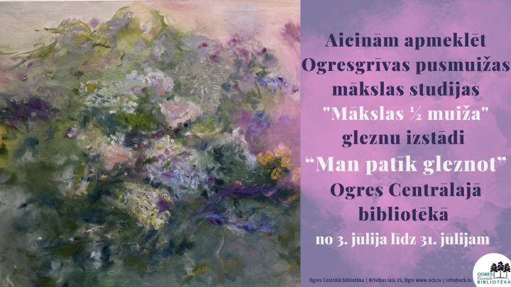 “Man patīk gleznot”! Bibliotēkā skatāma “Mākslas 1/2 muiža” dalībnieku darbu izstāde