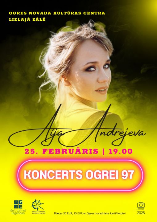 Ogres 97. dibināšanas gadadienā gaidāms koncerts ar Aiju Andrejevu 