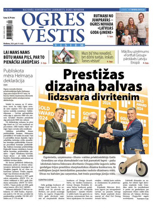Laikraksta "Ogres Vēstis Visiem" 14. maija numurā
