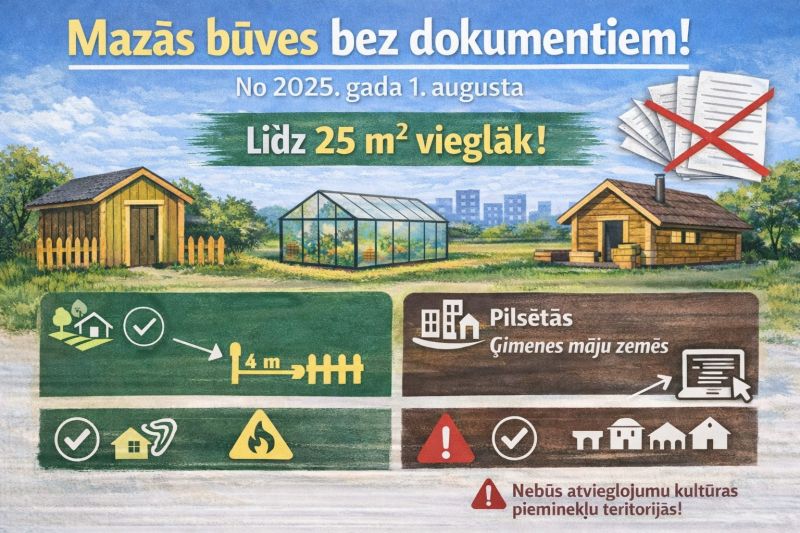 Mazās būves turpmāk bez liekiem dokumentiem: spēkā stājušies būtiski atvieglojumi iedzīvotājiem