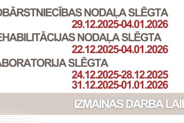 Attēls rakstam: Ogres rajona slimnīcā svētku periodā būs izmaiņas darba laikos 