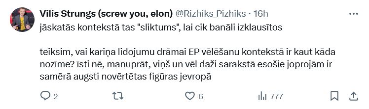 Ekrānuzņēmums no "X"