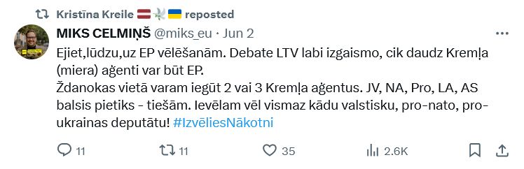 Ekrānuzņēmums no "X"