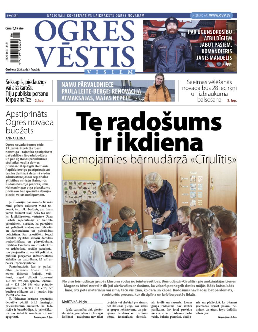 Laikraksta «Ogres Vēstis Visiem» 3. februāra numurā