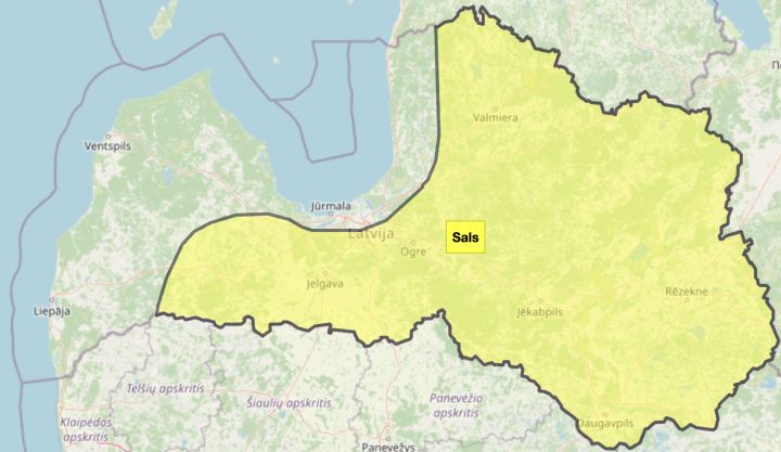 Izsludināts dzeltenais brīdinājums par stipru salu