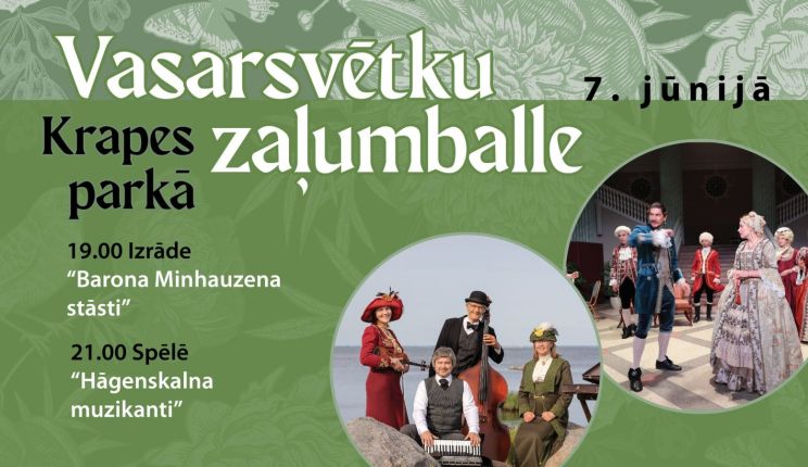 Attēls rakstam: Teātris un dejas - Krapes muižas parkā atdzimst vasarsvētku zaļumballes tradīcija