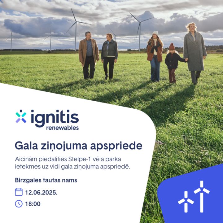 Notiks sabiedriskās apspriedes par ietekmes uz vidi gala ziņojumu vēja enerģijas parka iecerei Bauskas un Ogres novados