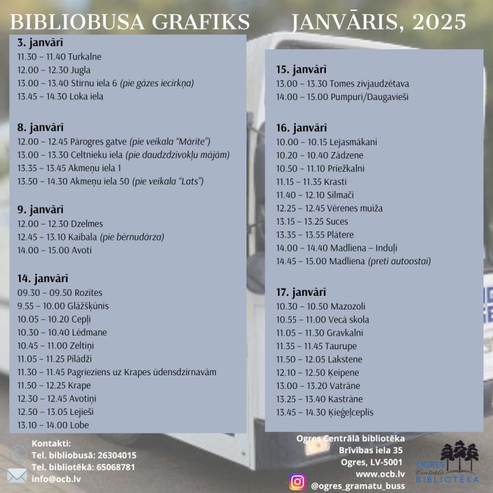 Bibliobusa grafiks janvārim