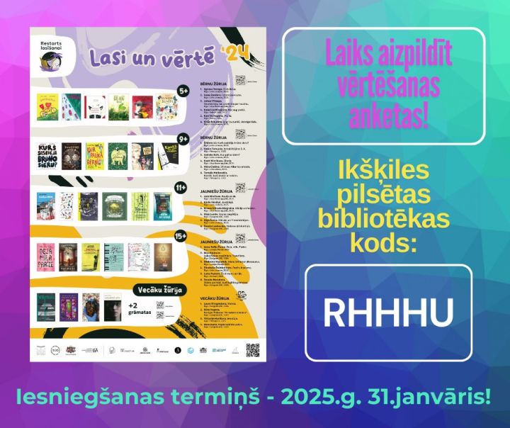 Līdz janvāra beigām iespējams vērtēt grāmatas "Bērnu, jauniešu un vecāku žūrijā 2024" 