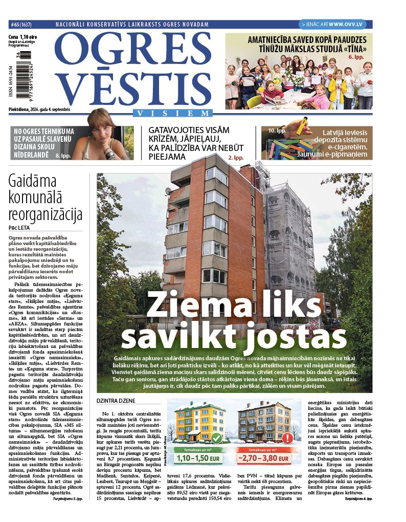Laikraksta "Ogres Vēstis Visiem" 4. septembra numurā