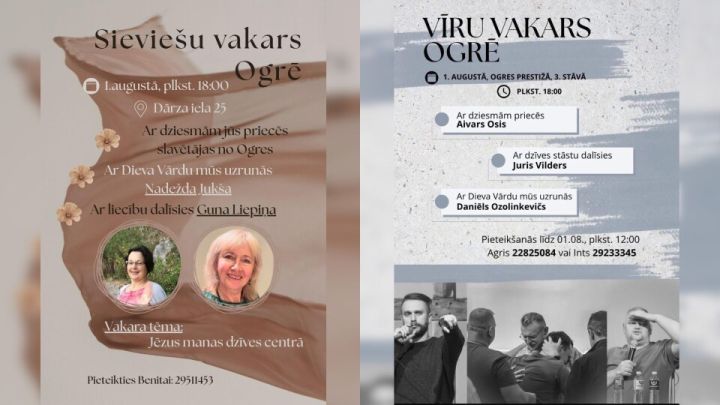 Arī augustā notiks vīru un sieviešu vakari Ogrē