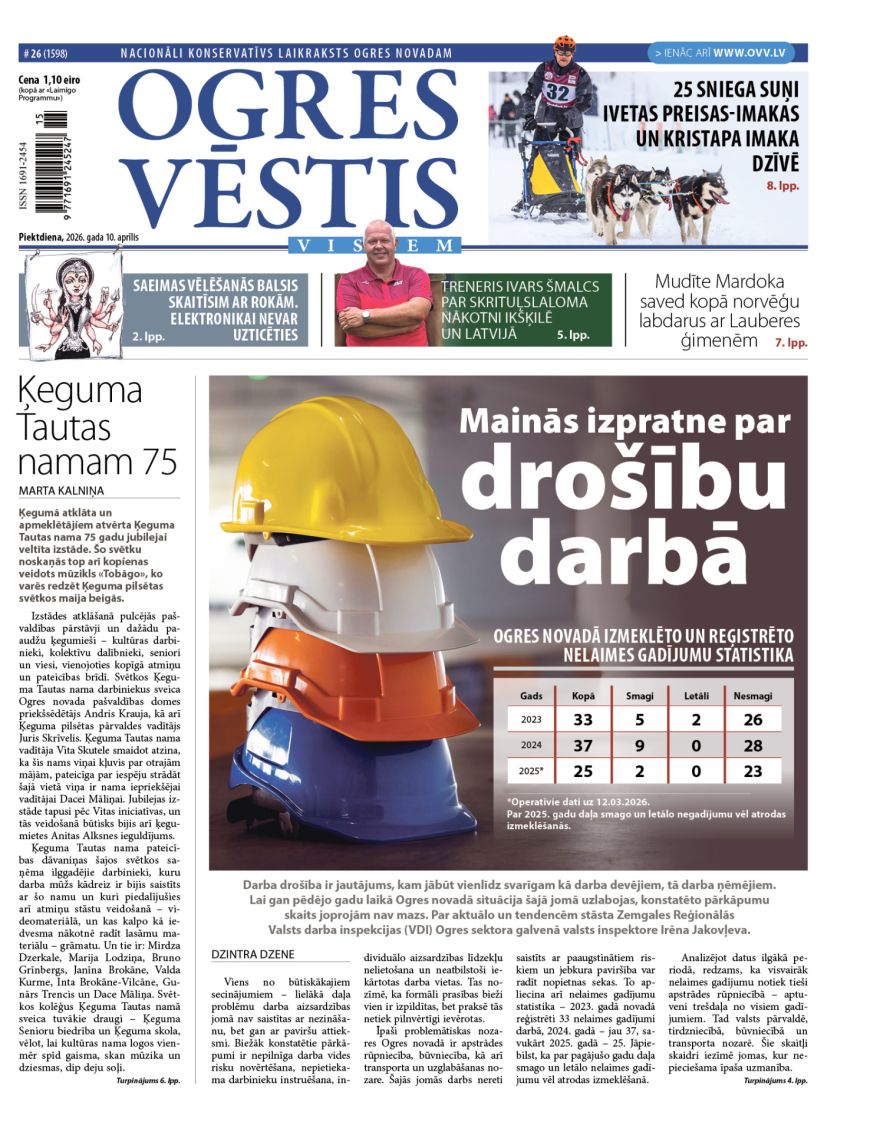 Laikraksta "Ogres Vēstis Visiem" 10. aprīļa numurā
