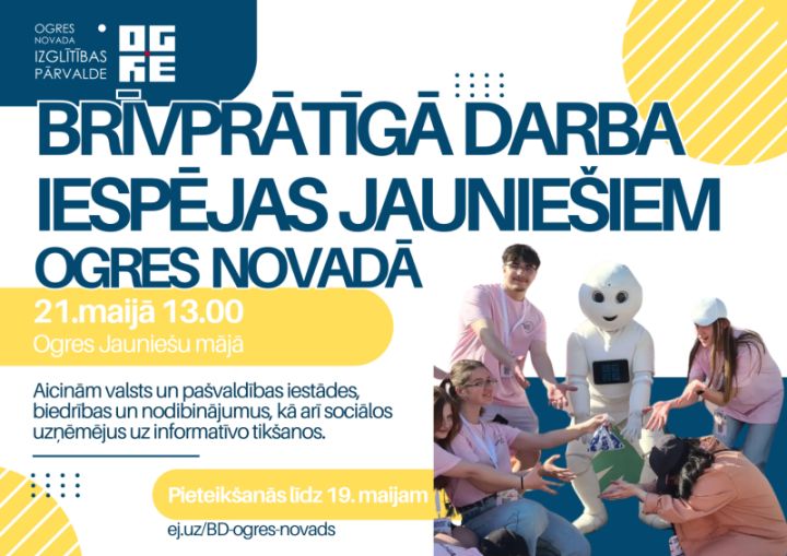 Maijā notiks informatīva tikšanās par brīvprātīgā darba iespējām jauniešiem Ogres novadā