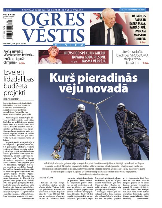Laikraksta «Ogres Vēstis Visiem» 9. janvāra numurā