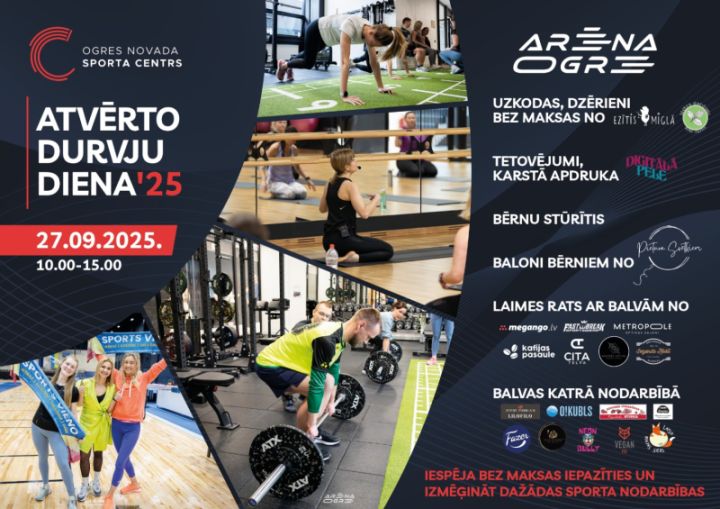 27. septembrī notiks Atvērto durvju diena '25 sporta arēnā "Ogre"