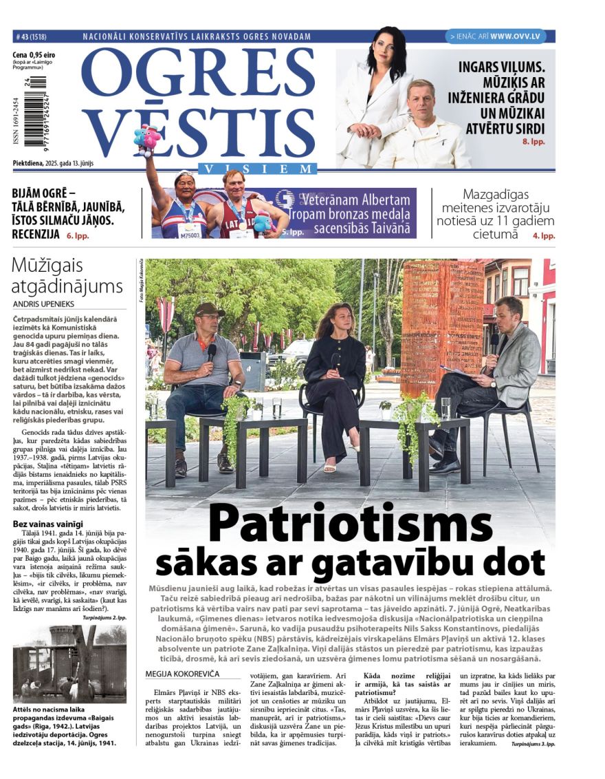 Laikraksta «Ogres Vēstis Visiem» 13. jūnija numurā
