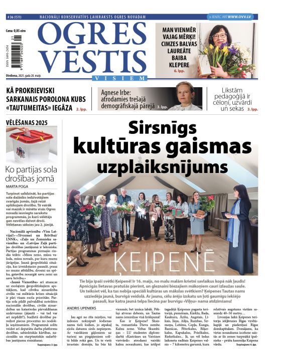 Laikraksta «Ogres Vēstis Visiem» 20. maija numurā