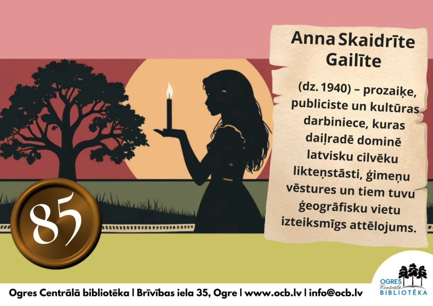 Annai Skaidrītei Gailītei veltītā grāmatu izstāde Ogres Centrālajā bibliotēkā