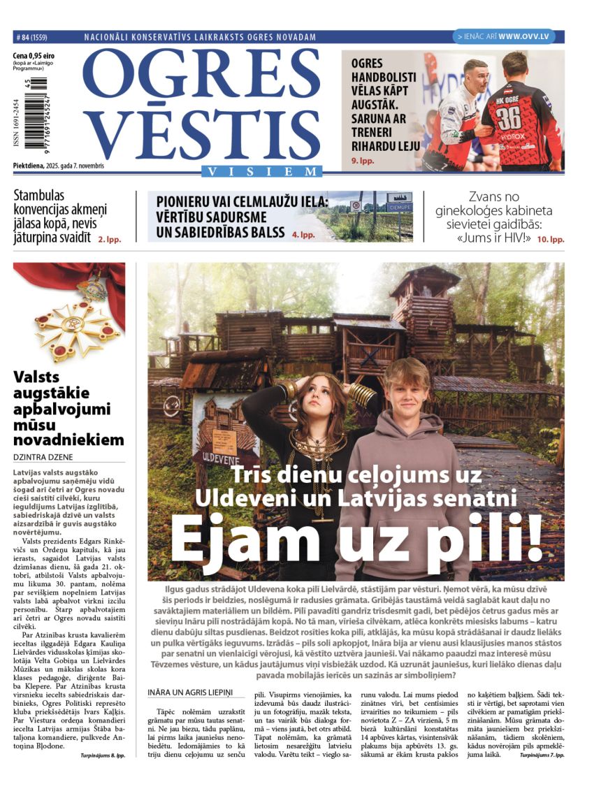 Laikraksta «Ogres Vēstis Visiem» 7. novembra numurā