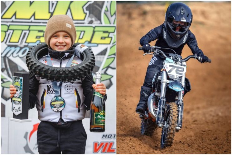 Attēls rakstam: "Sapņi piepildās!" 8 gadus vecais lielvārdietis Nils Valpēters gūst žilbinošus panākumus motokrosā