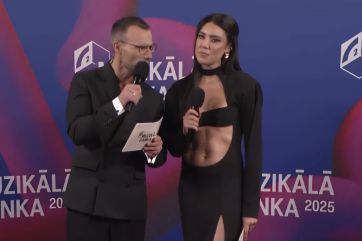 Attēls rakstam: Uzvaras laurus "Muzikālajā bankā" plūc Dons, bet visu uzmanību nozog ceremonijas vadītājas kleita