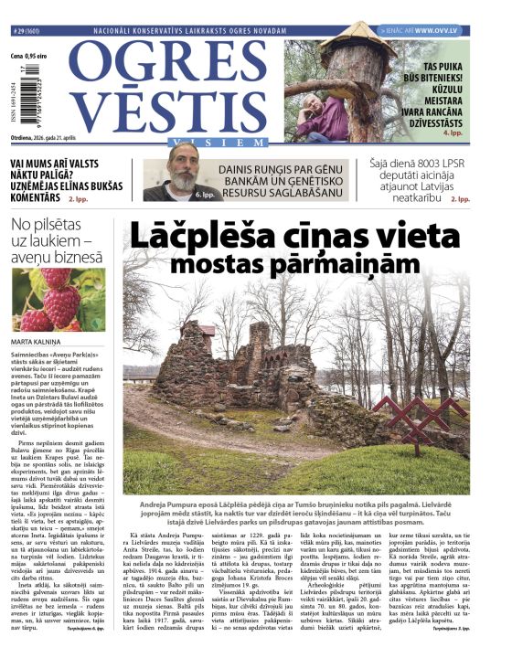 Laikraksta «Ogres Vēstis Visiem» 21. aprīļa numurā