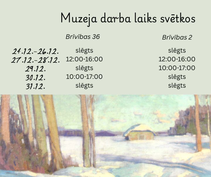 Svētku dienās Ogres Vēstures un mākslas muzejam būs mainīts darba laiks