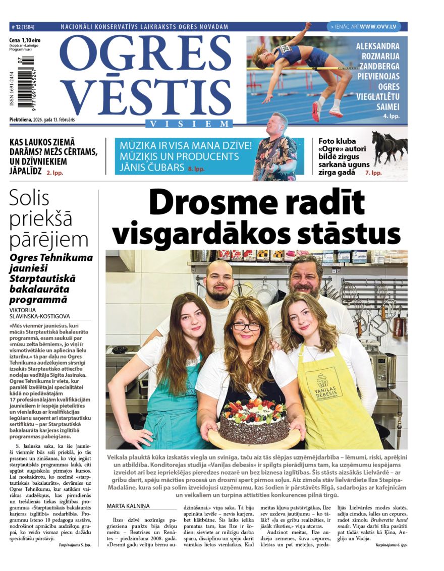 Laikraksta “Ogres Vēstis Visiem” 13. februāra numurā