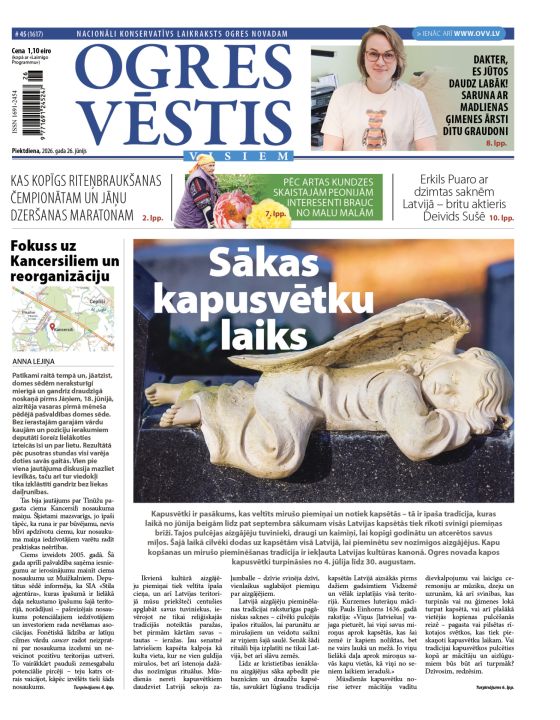 Laikraksta «Ogres Vēstis Visiem» 26. jūnija numurā