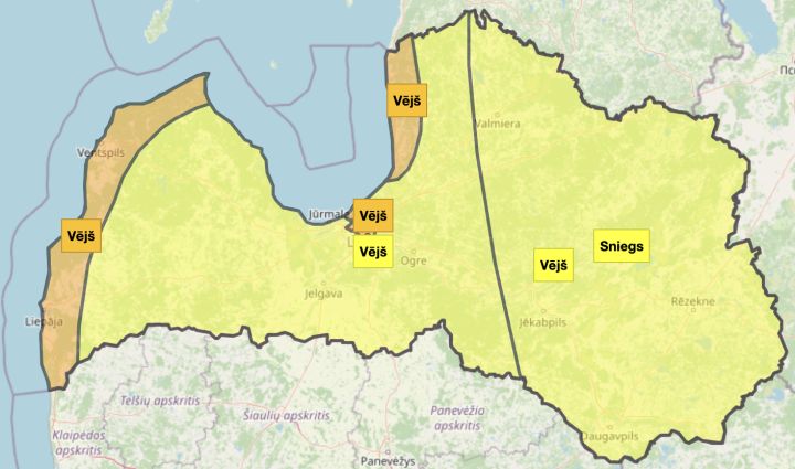Pirmdiena būs nokrišņiem bagāta un vējaina. Izsludināts dzeltenais brīdinājums