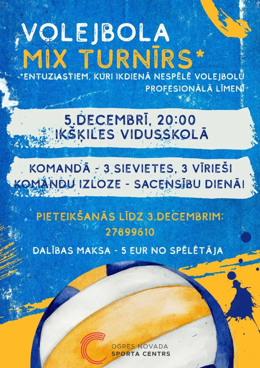Piesakies Volejbola MIX turnīram Ikšķiles vidusskolā