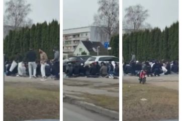 Attēls rakstam: Musulmaņu masveida lūgšanas uz ietves rada rezonansi. Ratnieks vēršas drošības dienestā