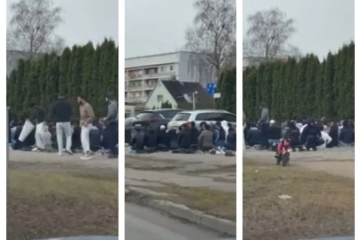Attēls rakstam: Musulmaņu masveida lūgšanas uz ietves rada rezonansi. Ratnieks vēršas drošības dienestā