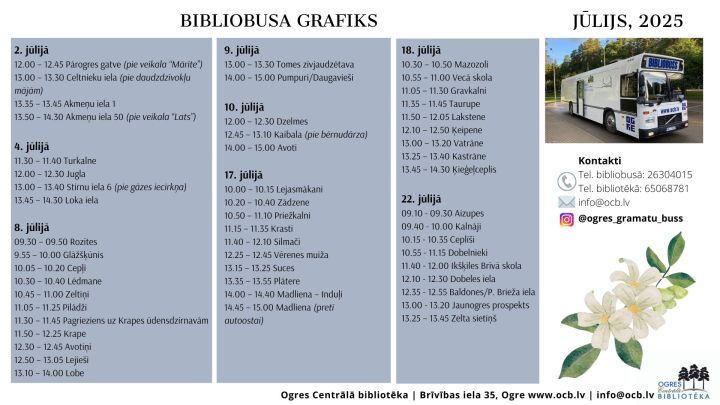 Jūlijā bibliobuss dosies 8 maršrutos