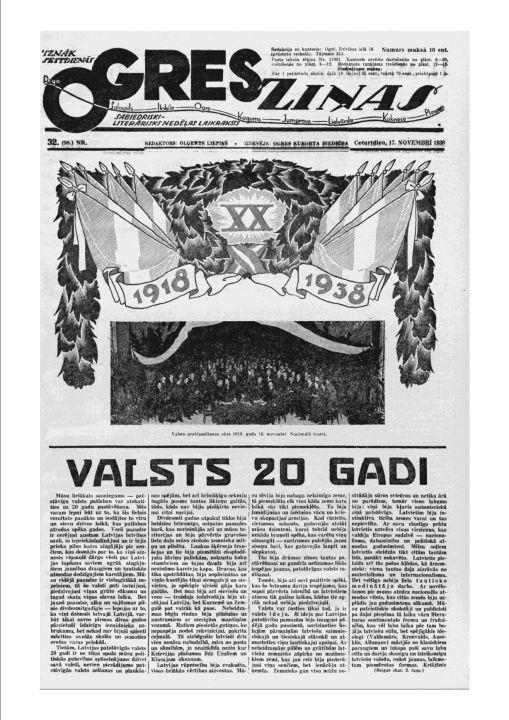 Iz pagājības. Ogres Ziņas Nr. 32 (17.11.1938.)