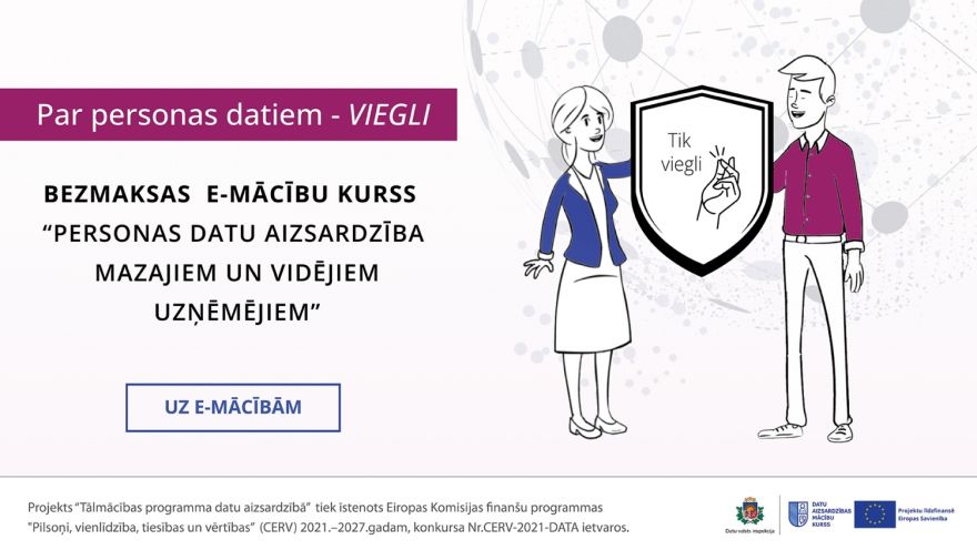 Bezmaksas kursos aicina uzņēmējus apgūt pareizu personas datu apstrādi un aizsardzību
