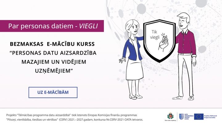 Bezmaksas kursos aicina uzņēmējus apgūt pareizu personas datu apstrādi un aizsardzību