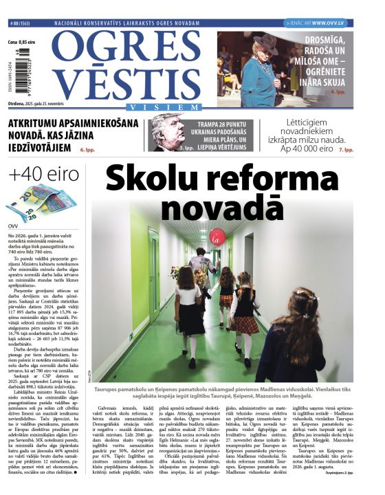 Laikraksta «Ogres Vēstis Visiem» 25. novembra numurā