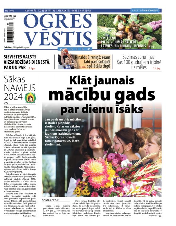 Laikraksta «Ogres Vēstis Visiem» 30. augusta numurā