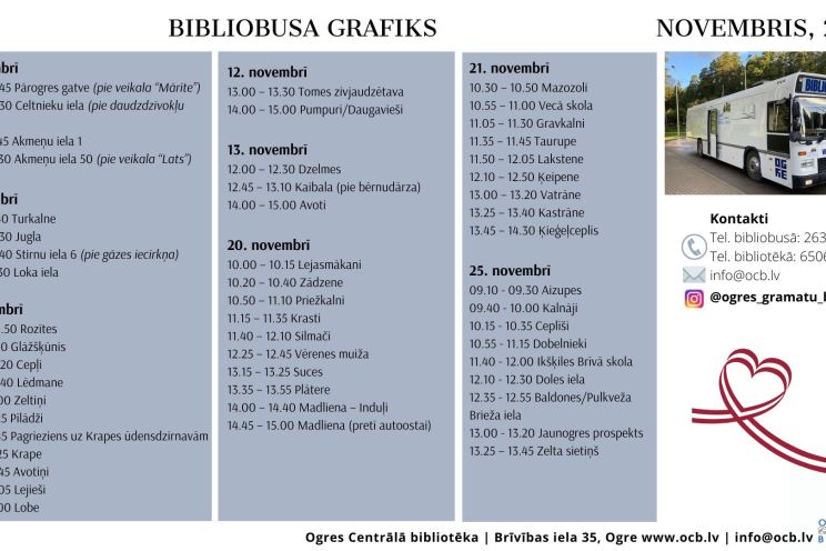 Attēls rakstam: Novembrī bibliobuss pie lasītājiem dosies 8 reizes
